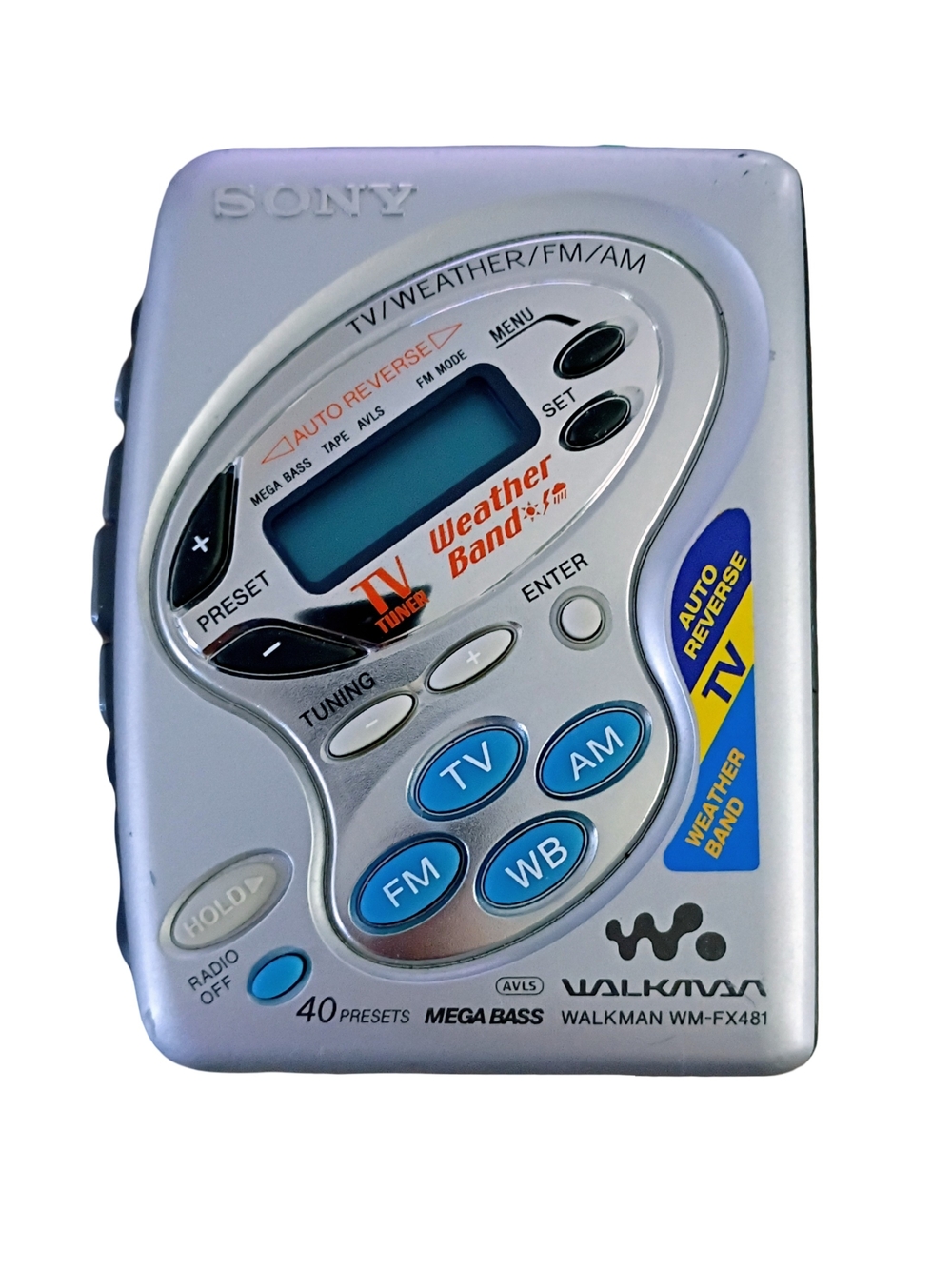 Sony Silver Portable Walkman TV/FM/AM Weather Band Player WM-FX481